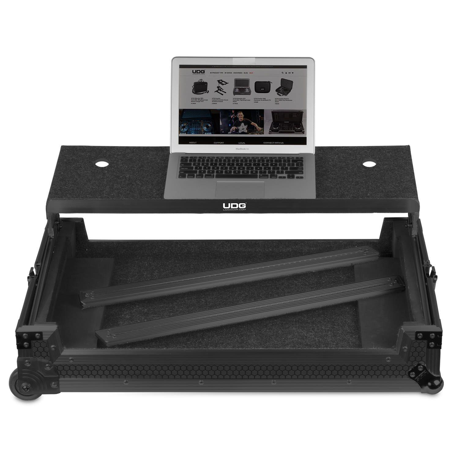 UDG Ultimate Flight Case Multi Format XXL Black Plus (Laptop Shelf, Trolley & Wheels) - DY Pro Audio