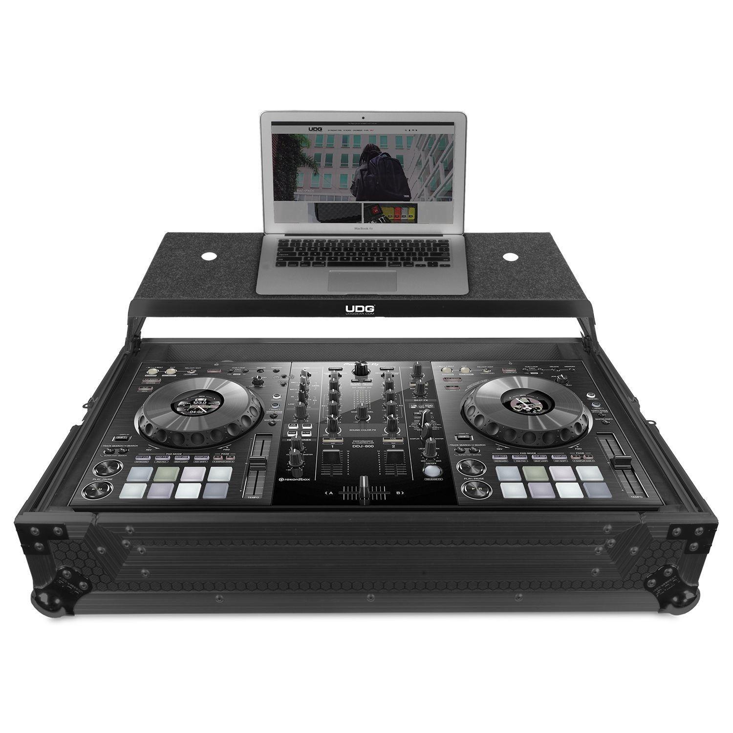 UDG Ultimate Flight Case Pioneer DDJ-800 Black Plus (Laptop Shelf) - DY Pro Audio