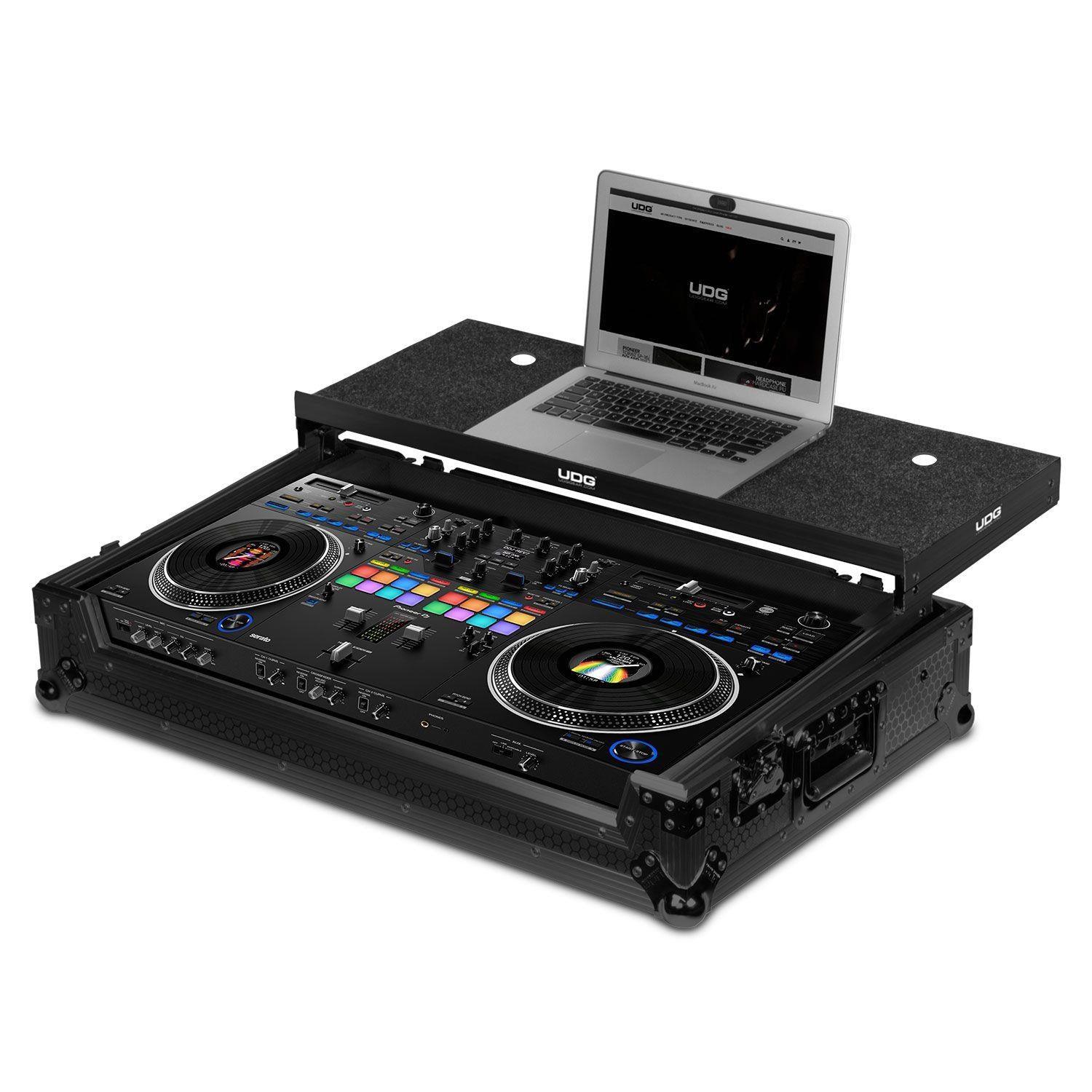 UDG Ultimate Flight Case Pioneer DDJ-REV7 Black Plus (Laptop Shelf + Wheels) - DY Pro Audio