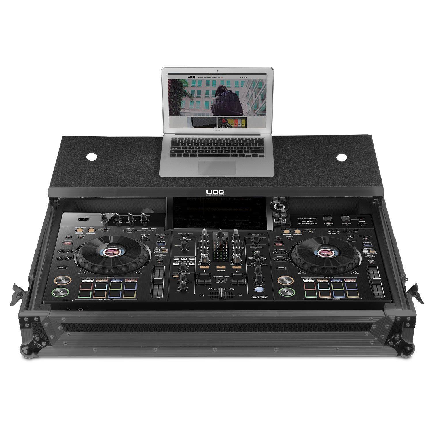 UDG Ultimate Flight Case Pioneer XDJ-RX3 Black Plus (Laptop Shelf + Wheels) - DY Pro Audio