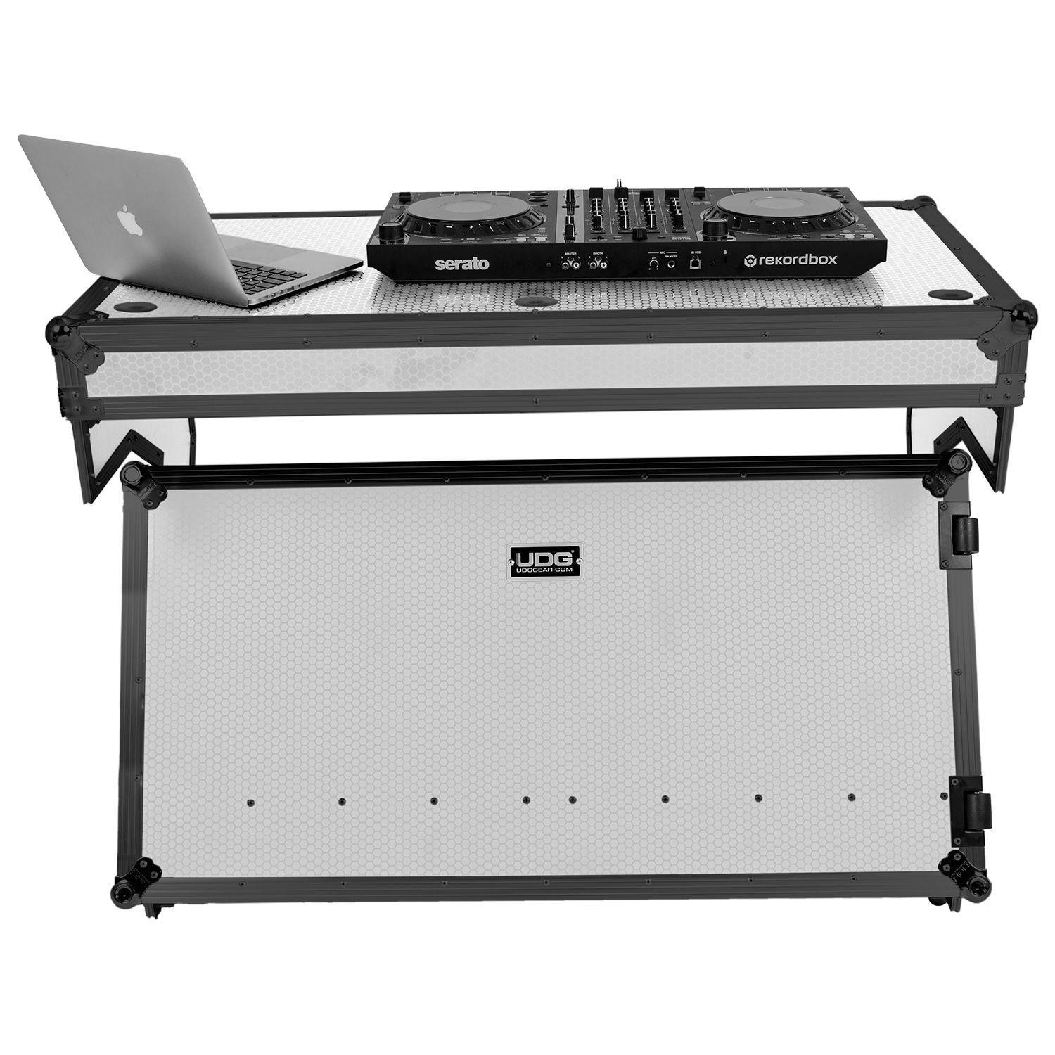 UDG Ultimate Flight Case Portable Z-Style DJ Table White Plus (Wheels) - DY Pro Audio