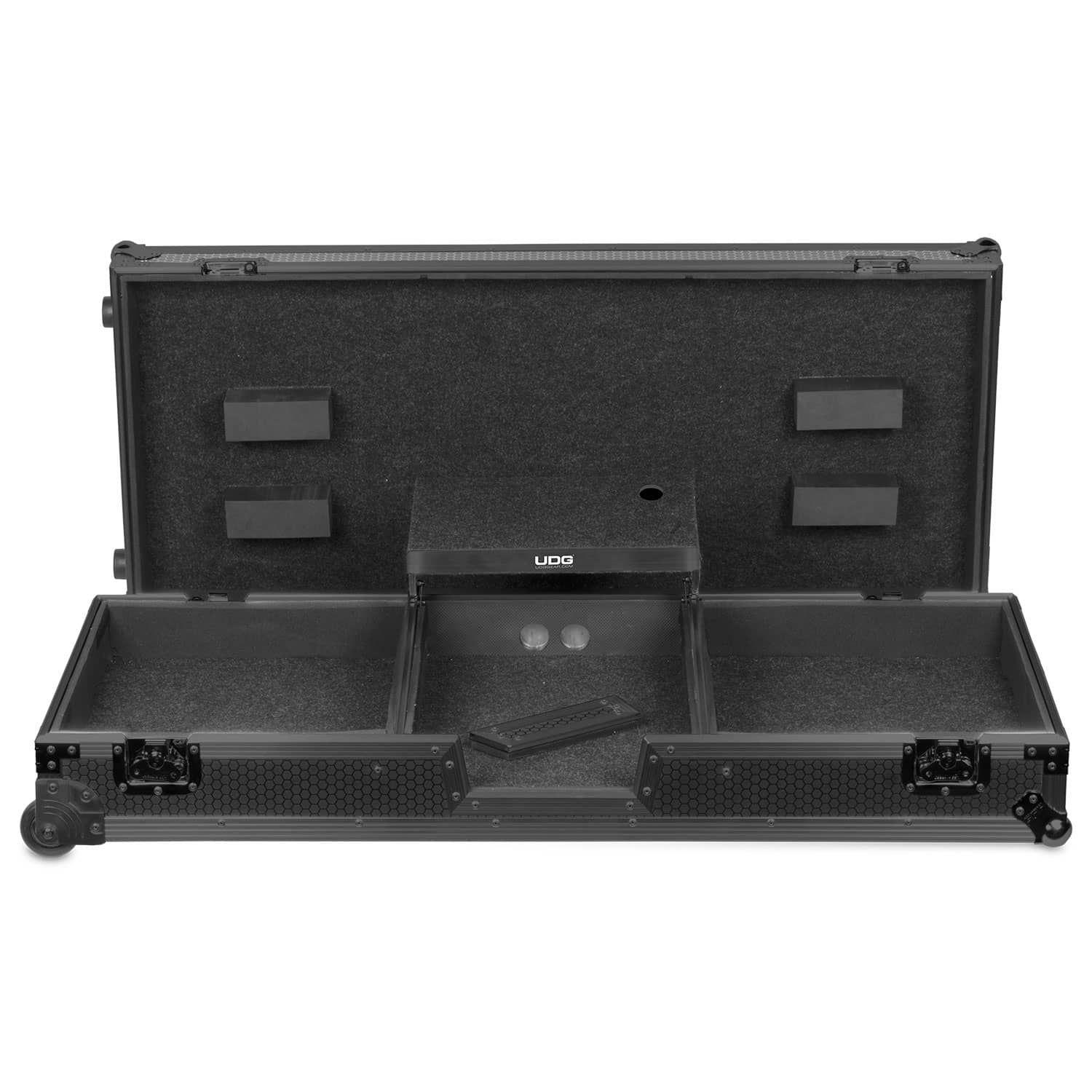 UDG Ultimate Flight Case Set Multi Format Turntable Battle & 10"/12" Mixer Black Plus (Laptop Shelf + Wheels) - DY Pro Audio