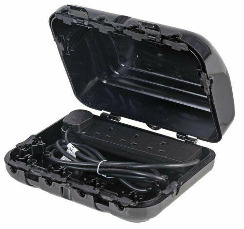 Waterproof Outdoor Enclosure Box 4 Way / Gang 2m UK Plug Mains Extension Block - DY Pro Audio