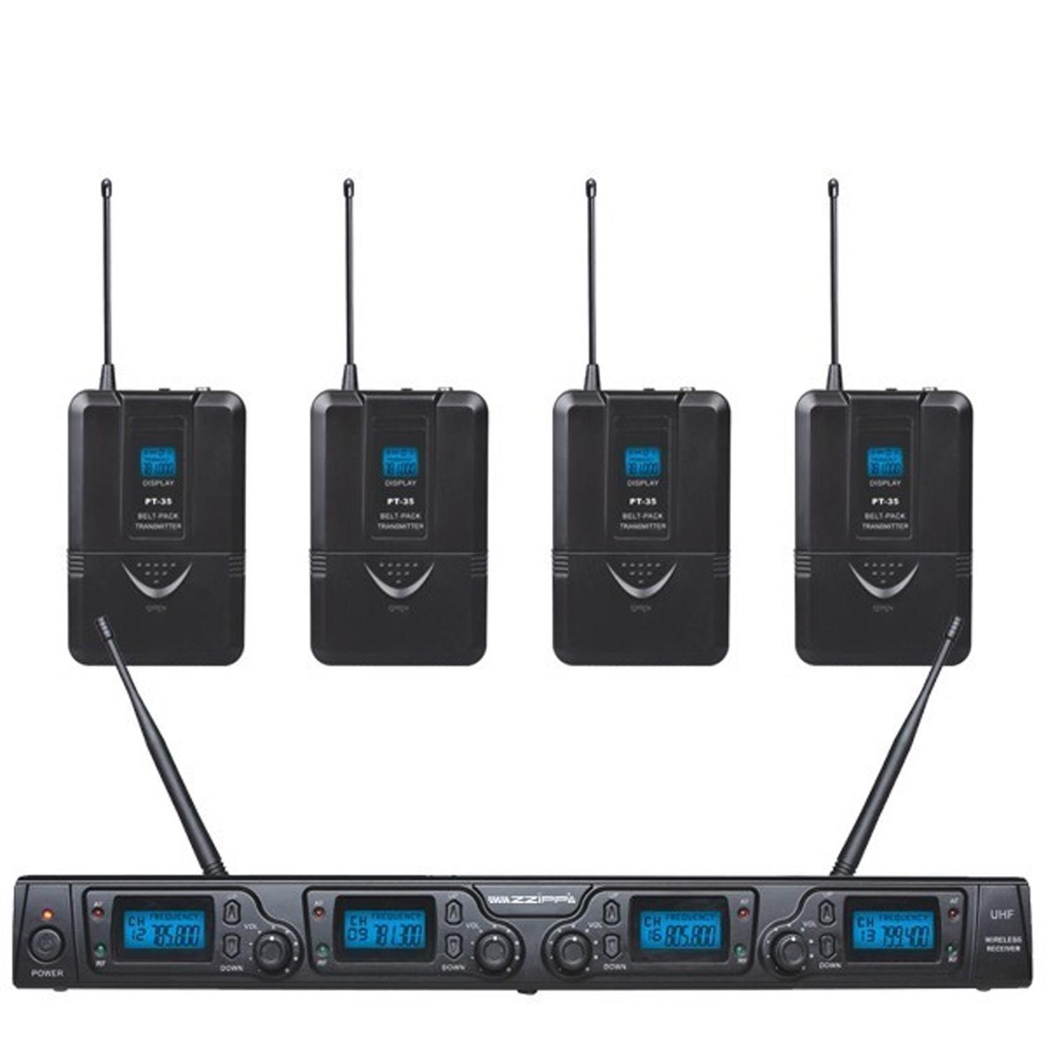 ZziPP UHF Beltpack 4 Channel Wireless Microphone System - DY Pro Audio