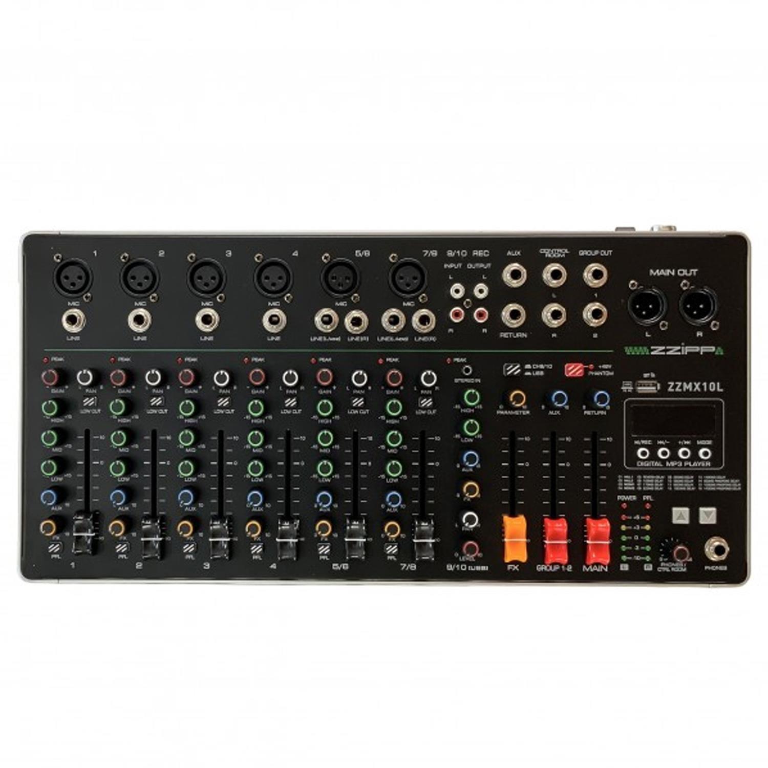 ZZiPP ZZMX10L 10 Channel Mixer with DSP Effects and Bluetooth - DY Pro Audio